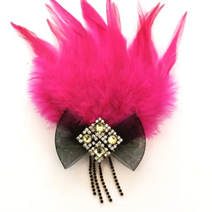 Cloth Art Bow Feather Brooch Pin Jewelry Corsage for Women