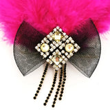 Cloth Art Bow Feather Brooch Pin Jewelry Corsage for Women