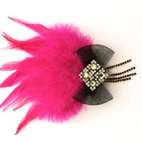 Cloth Art Bow Feather Brooch Pin Jewelry Corsage for Women