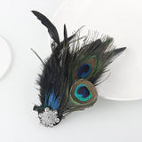 Peacock Feather Hat Women Suit Pin Wedding Jewelry Corsage Brooch