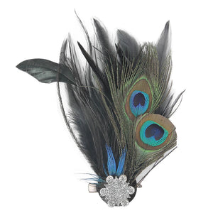 Peacock Feather Hat Women Suit Pin Wedding Jewelry Corsage Brooch