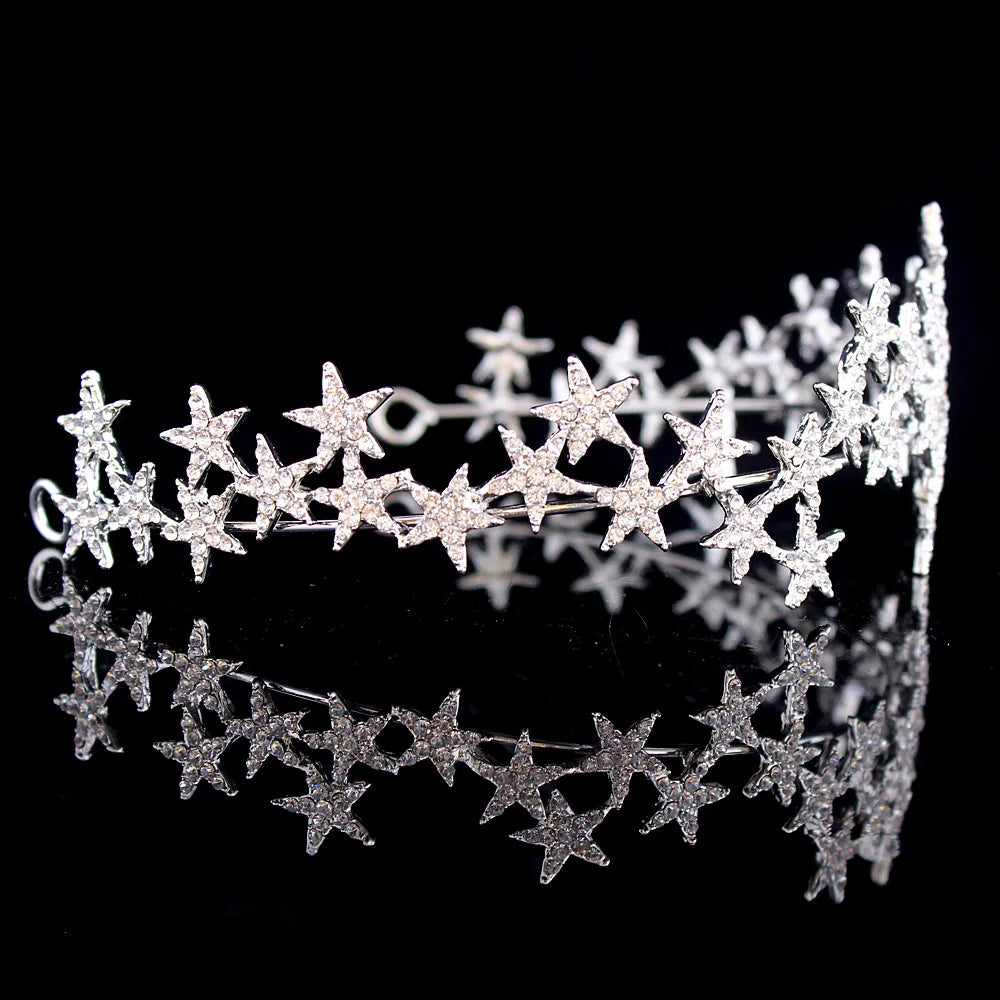 Crystal Star Hairbands Vintage Rhinestone Bridal Tiaras Crown Headband Wedding