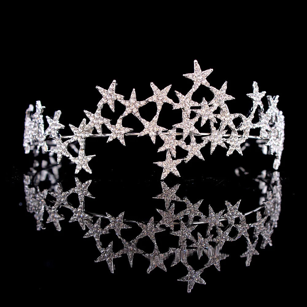 Crystal Star Hairbands Vintage Rhinestone Bridal Tiaras Crown Headband Wedding