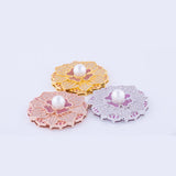 DIY Beaded Pearl Chain Long Necklace Cubic Zirconia Pearl Flower Big Pendant