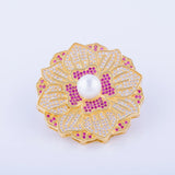 DIY Beaded Pearl Chain Long Necklace Cubic Zirconia Pearl Flower Big Pendant