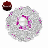 DIY Beaded Pearl Chain Long Necklace Cubic Zirconia Pearl Flower Big Pendant