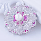 DIY Beaded Pearl Chain Long Necklace Cubic Zirconia Pearl Flower Big Pendant