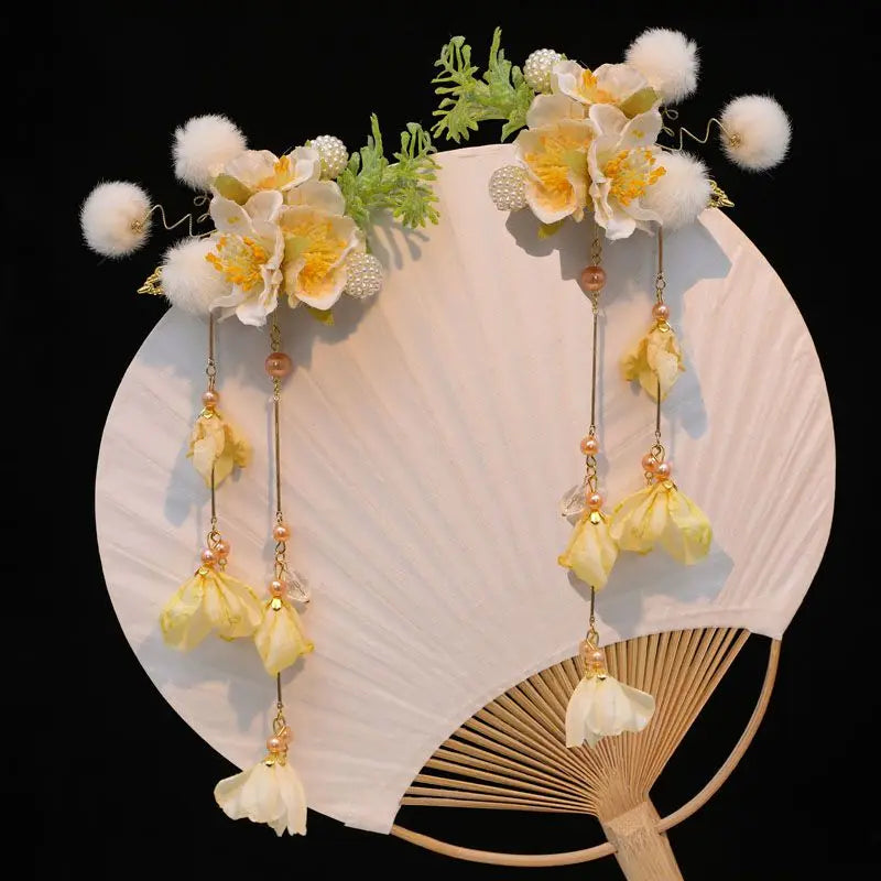 Women's Hanfu Flower Hair Clips Headdress