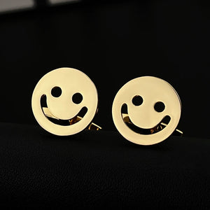 Happy Smile Face Cufflinks Stainless Steel Gift Jewelry Wedding Grooms