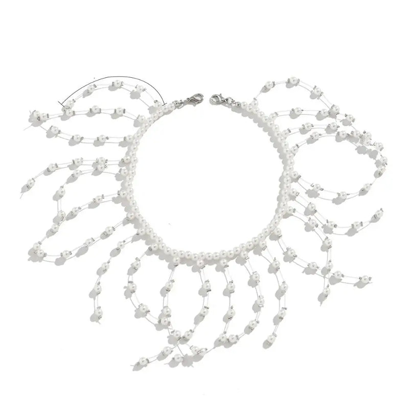 Pearl Tassel Head Chain for Women Bridal Headdress