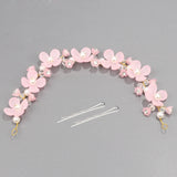 Bridal Flower Headband Crown Hair Accessories with Pearls and Crystals
