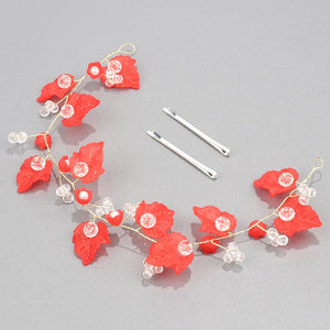 Bridal Flower Headband Crown Hair Accessories with Pearls and Crystals