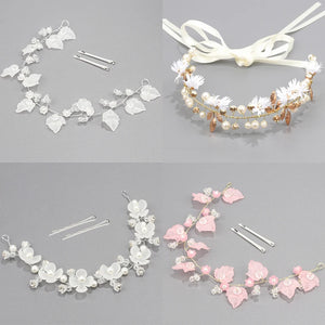 Bridal Flower Headband Crown Hair Accessories with Pearls and Crystals