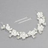 Bridal Flower Headband Crown Hair Accessories with Pearls and Crystals