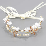 Bridal Flower Headband Crown Hair Accessories with Pearls and Crystals