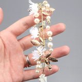 Bridal Flower Headband Crown Hair Accessories with Pearls and Crystals