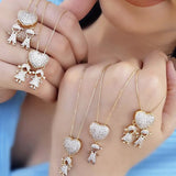 Colorful Zircon Heart Pendant Necklace for Girls