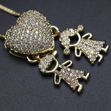 Colorful Zircon Heart Pendant Necklace for Girls