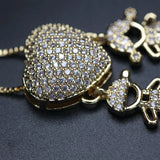 Colorful Zircon Heart Pendant Necklace for Girls