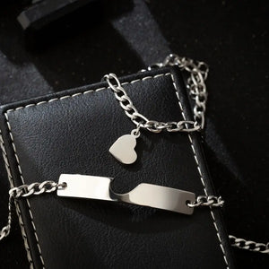 Heart Charm Stainless Steel Couple Bracelet LGBT Jewelry Gift
