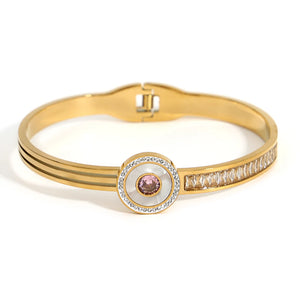 Heart Crossed Steel Bangle Vintage Italian Charm Bracelet