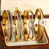 Heart Crossed Steel Bangle Vintage Italian Charm Bracelet