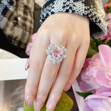 Pink Cubic Zirconia Heart Cut Ring for Women
