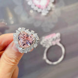 Pink Cubic Zirconia Heart Cut Ring for Women