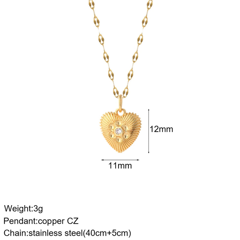 Heart Pendant Necklace Romantic Woman's Chain Stainless Steel