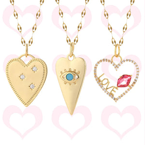 Heart Pendant Necklace Romantic Woman's Chain Stainless Steel
