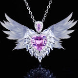 Heart Pendant Necklace Angel Wings Zircon Charm Choker