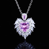Heart Pendant Necklace Angel Wings Zircon Charm Choker