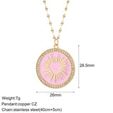 Heart Pendant Necklace Romantic Chain Choker Enamel Zircon Jewelry