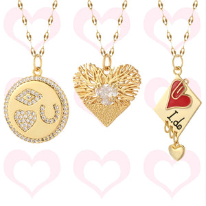 Heart Pendant Necklace Romantic Chain Choker Enamel Zircon Jewelry