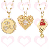 Heart Pendant Necklace Romantic Chain Choker Enamel Zircon Jewelry