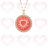 Heart Pendant Necklace Romantic Chain Choker Enamel Zircon Jewelry