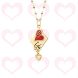 Heart Pendant Necklace Romantic Chain Choker Enamel Zircon Jewelry