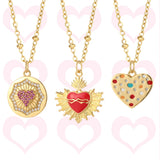 Heart Pendant Necklace for Women Stainless Steel Choker Necklace Zircon Jewelry