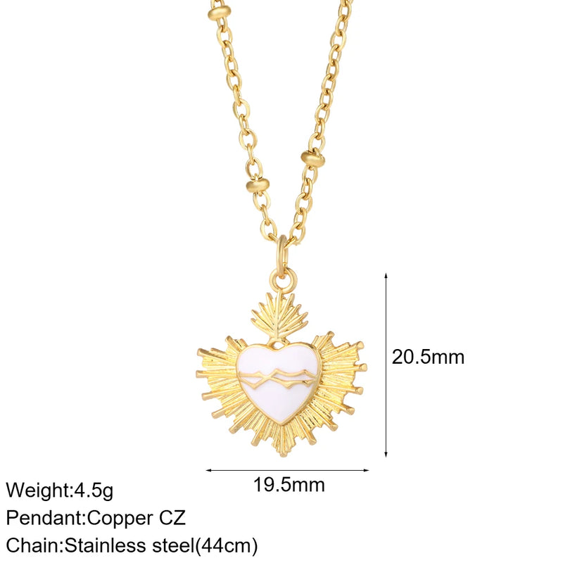 Heart Pendant Necklace for Women Stainless Steel Choker Necklace Zircon Jewelry
