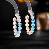 Heart Shape Stone Big Hoop Earrings Charm Women