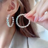 Heart Shape Stone Big Hoop Earrings Charm Women