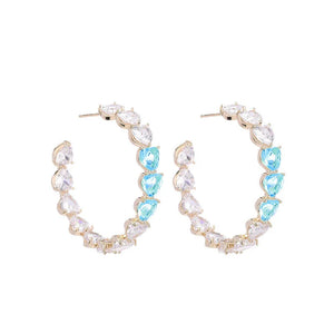 Heart Shape Stone Big Hoop Earrings Charm Women