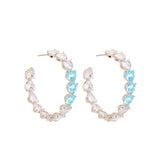 Heart Shape Stone Big Hoop Earrings Charm Women