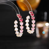 Heart Shape Stone Big Hoop Earrings Charm Women
