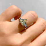 Heart CZ Ring For Women Green Crystal Open Adjustable Finger Ring
