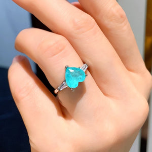 Heart CZ Ring For Women Green Crystal Open Adjustable Finger Ring
