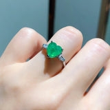 Heart CZ Ring For Women Green Crystal Open Adjustable Finger Ring