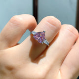 Heart CZ Ring For Women Green Crystal Open Adjustable Finger Ring