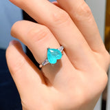 Heart CZ Ring For Women Green Crystal Open Adjustable Finger Ring