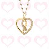 Heart Snake Pendant Necklace for Women Stainless Steel Choker Zircon Jewelry